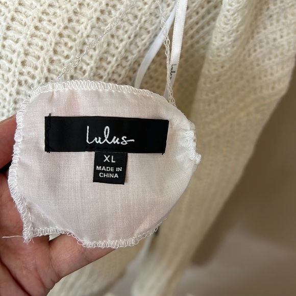 Lulus Born to Fly White Loose Knit Reversible Cropped Sweater - Picture 3 of 5